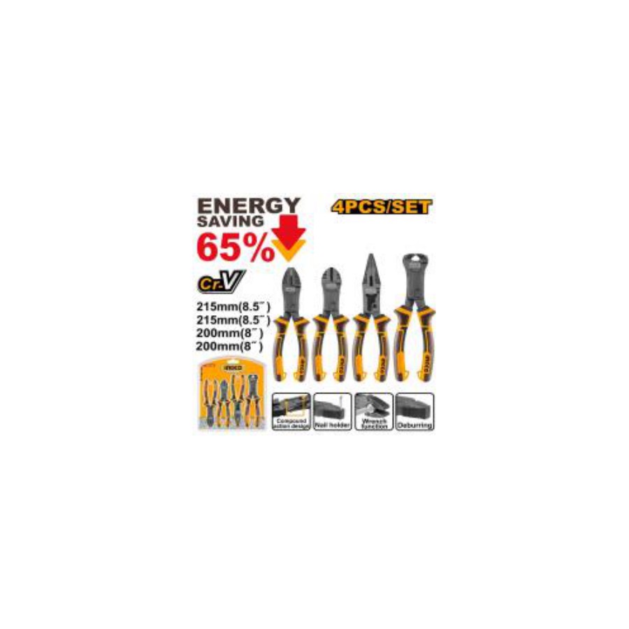INGCO 4 Pcs compound action pliers set