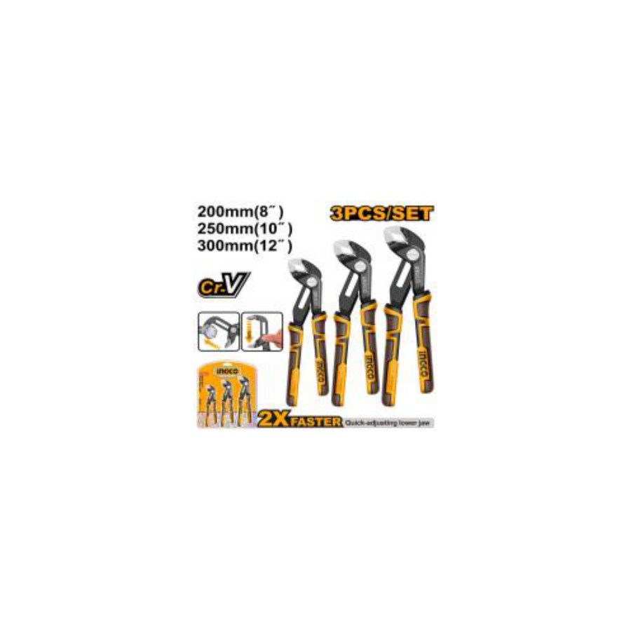 INGCO 3 Pcs quick-open pump pliers set