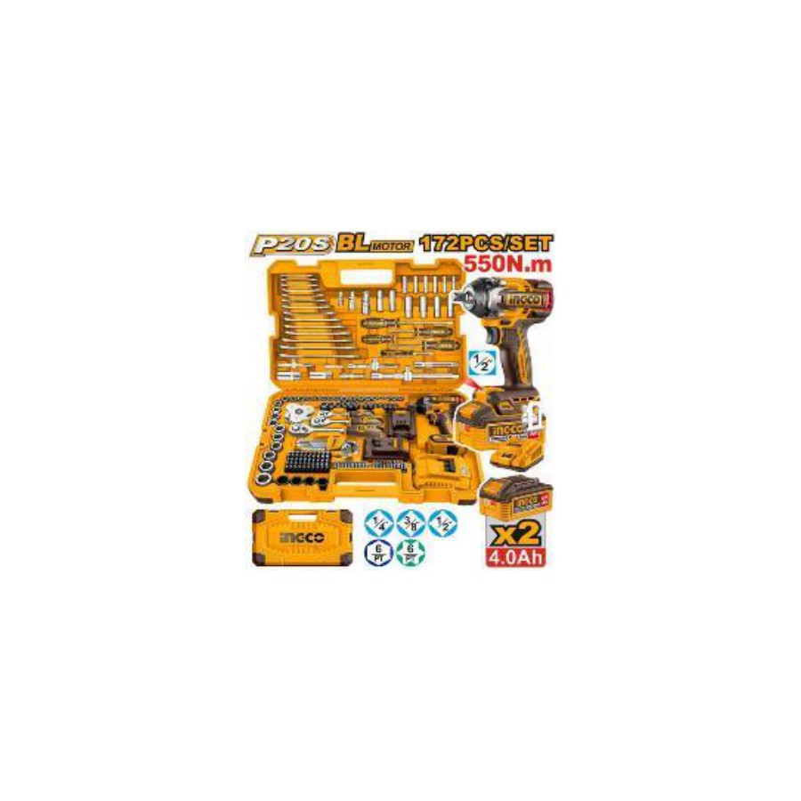 INGCO 172 Pcs Cordless impact wrench tools set