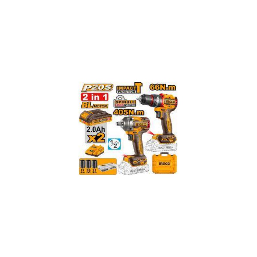 INGCO Cordless 2 pcs combo kit