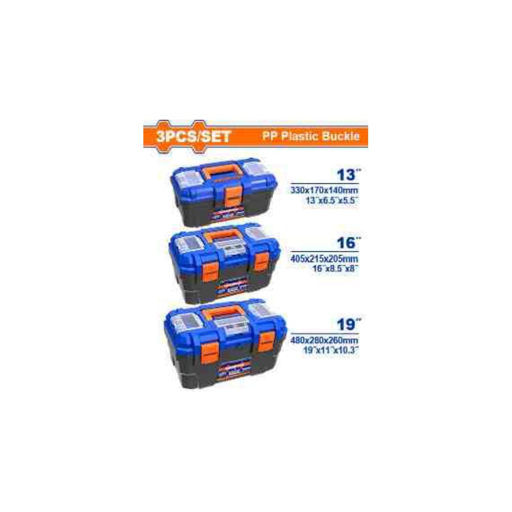WADFOW 3 Pcs Plastic Tool Box Set 13", 16" & 19"
