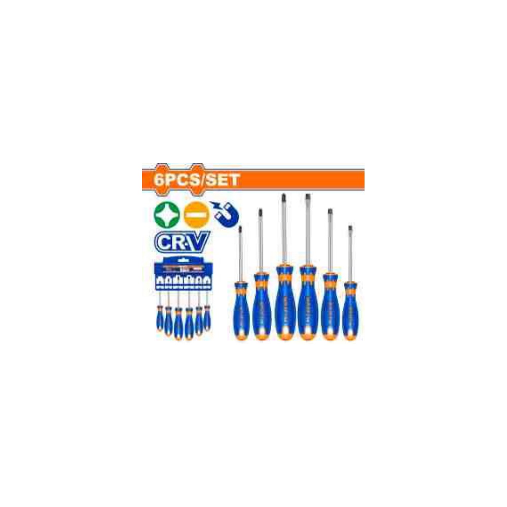 WADFOW 6 Pcs Screwdriver Set CR-V Magnetic Tip (Phillips & Slotted)