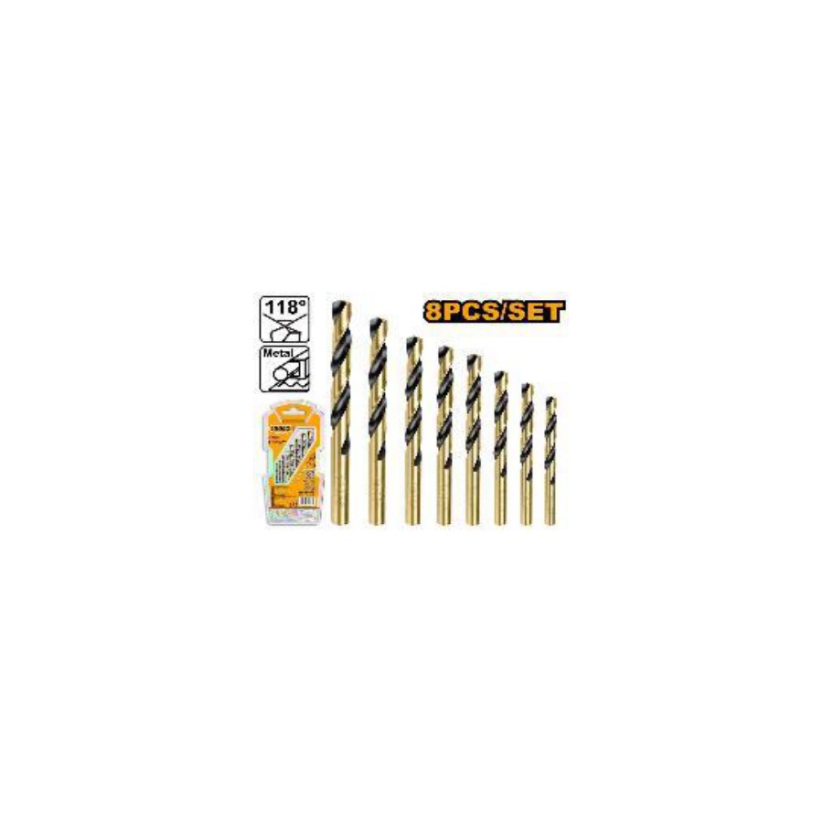 INGCO 8 Pcs HSS twist drill bits set