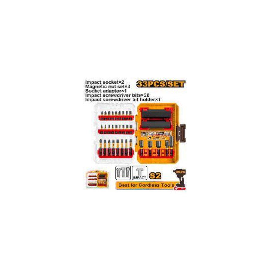 INGCO 33 Pcs impact screwdriver bits and sockets set