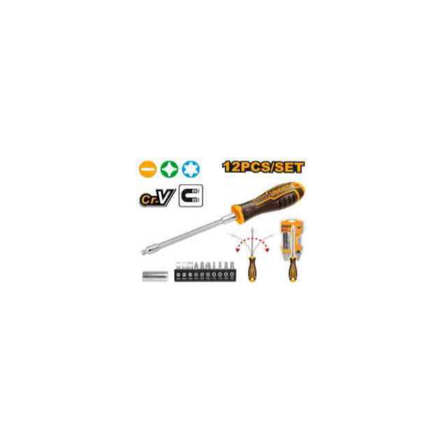 INGCO 12 Pcs flexible shaft screwdriver set