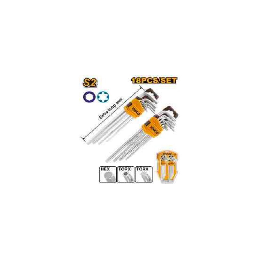 INGCO 18 Pcs hex key and torx key set