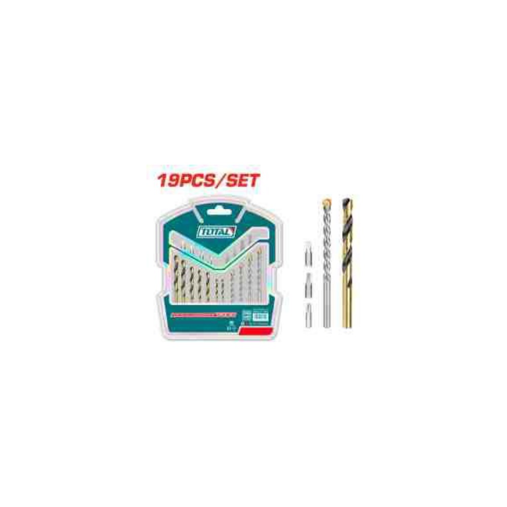 TOTAL 19 Pcs Drill Bits & Screwdriver Bits Set