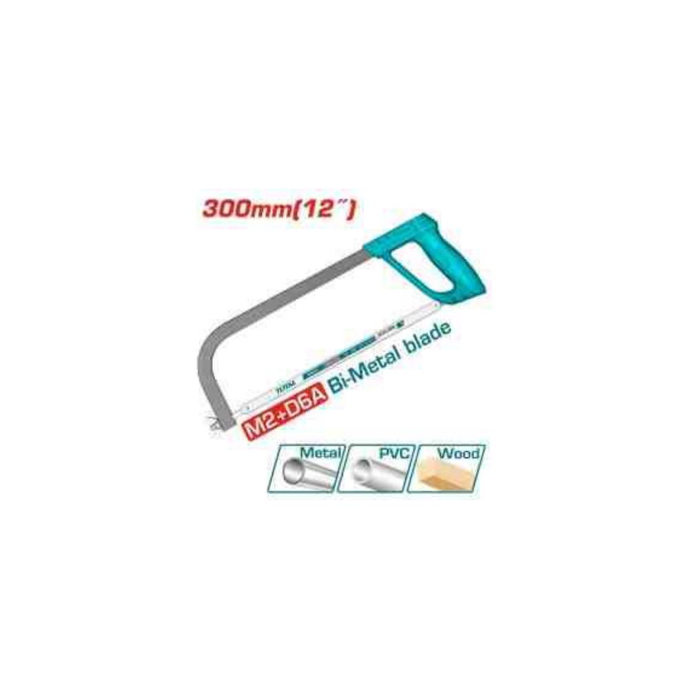 TOTAL Hacksaw Frame 300mm (12") with M2+D6A Bi-Metal Blade