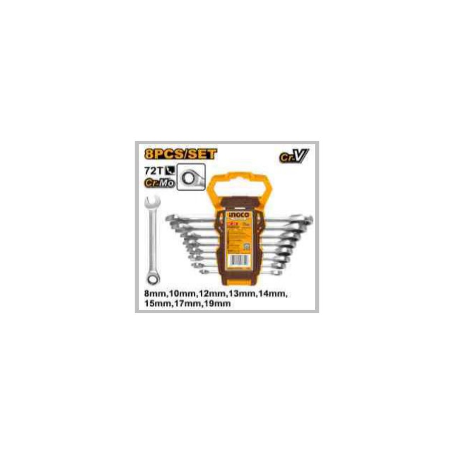 INGCO 8 Pcs ratchet spanner set