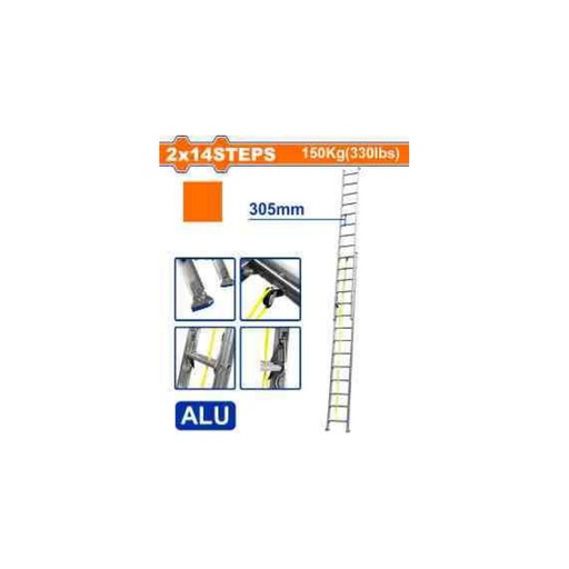 [WLD8H28] WADFOW Aluminium Extension Ladder 2x14 Steps 150Kg