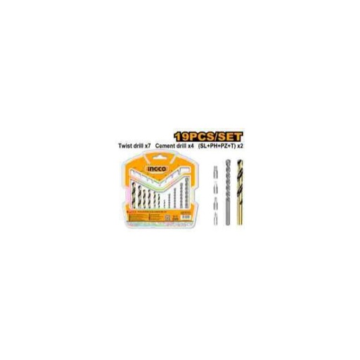[AKSDB1901] INGCO 19 Pcs drill bits & screwdriver bits set