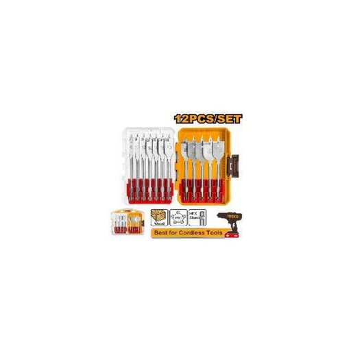 [AKDL1206] INGCO 12 Pcs flat wood drill bits set