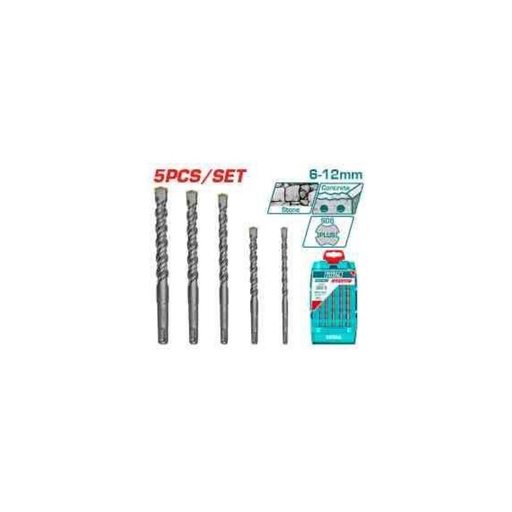 [TAC190501] TOTAL 5 Pcs SDS Plus Hammer Drill Bit Set 6-12mm