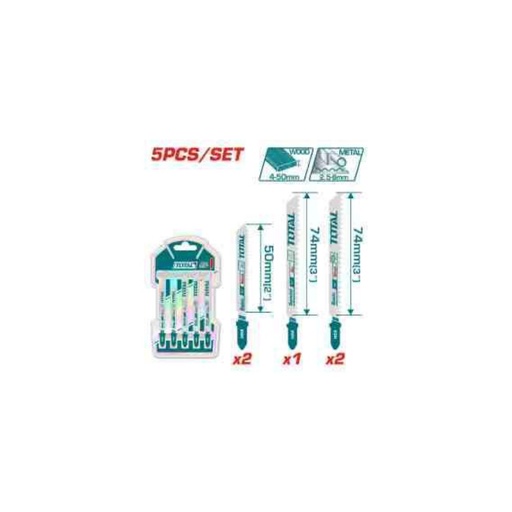 [TAC51051] TOTAL Jig Saw Blade Set 5 Pieces 50mm & 74mm Wood & Metal